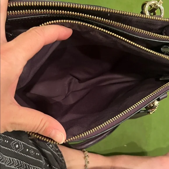Coach Dark Purple Leather Shoulder Bag